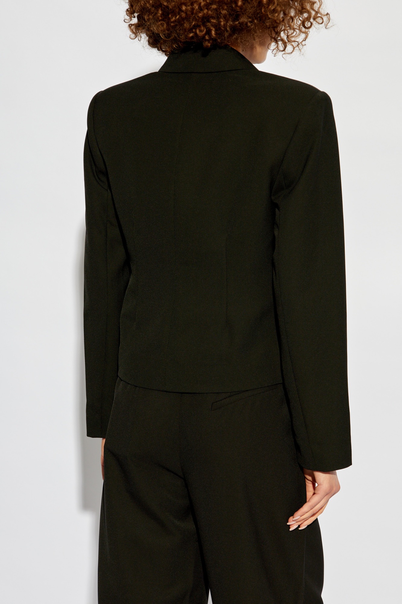 アウターその他 GANNI Woman Blazer Black W0241 099 Black Black Bonded Crepe Blazer | GANNI IT